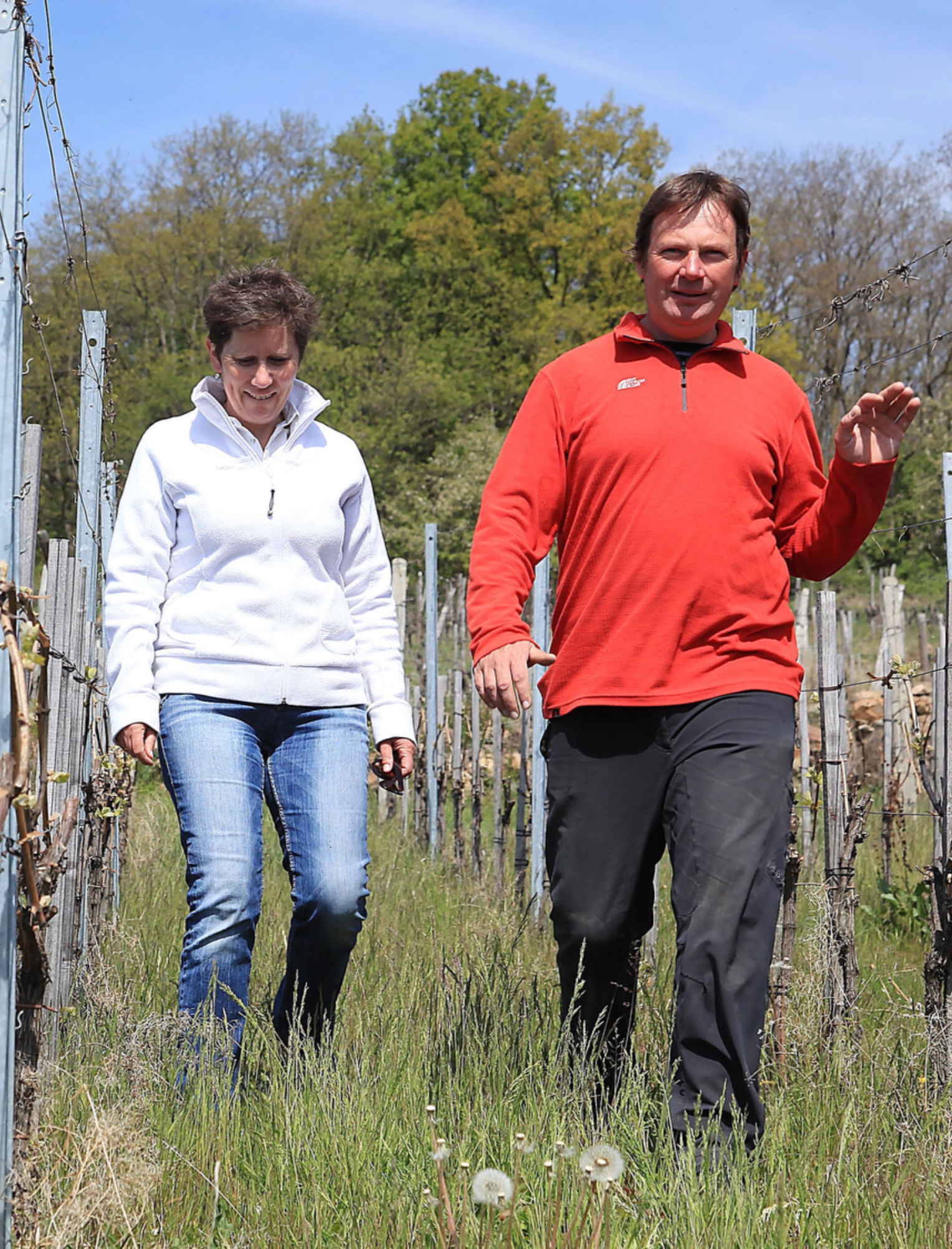 Xavier Wymann et sa femme dans les vignes